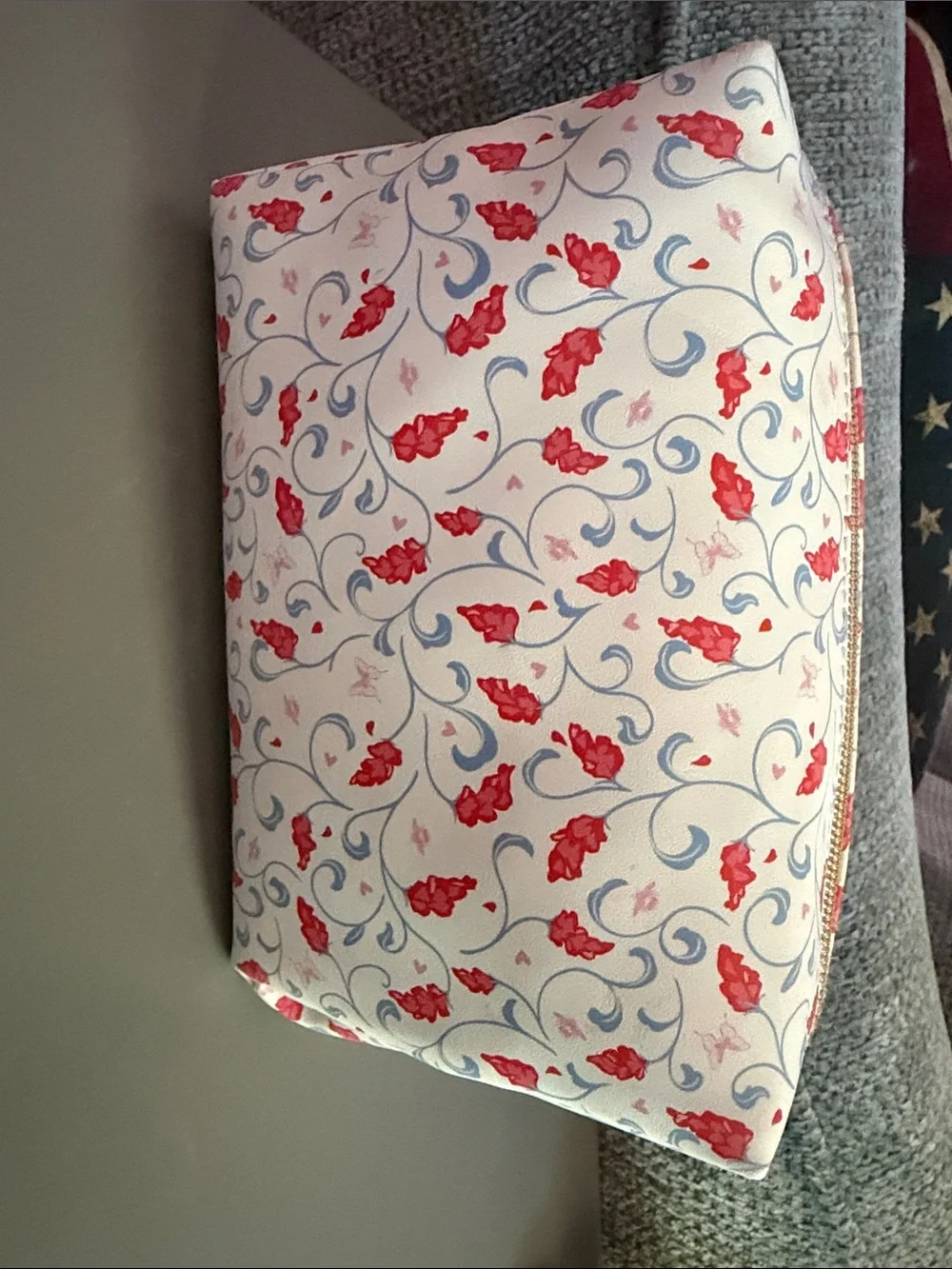 NWOT Bridgerton Floral Cosmetic Bag in White with Red Accents